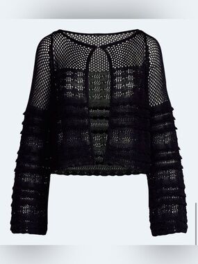 Scoop Women Stitch Mix Button Front Cardigan (Size: M)